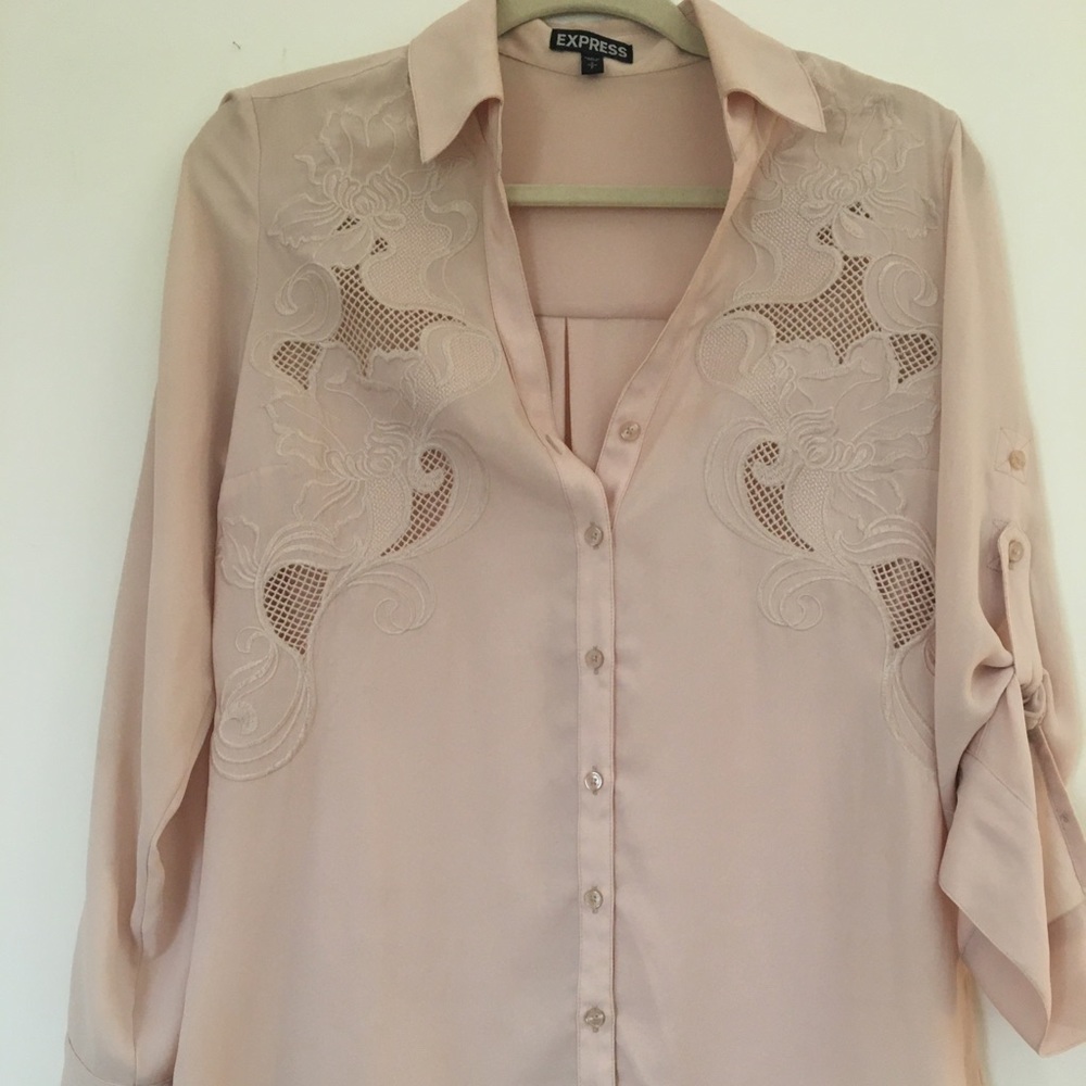 Express cream blouse with embroidered detail